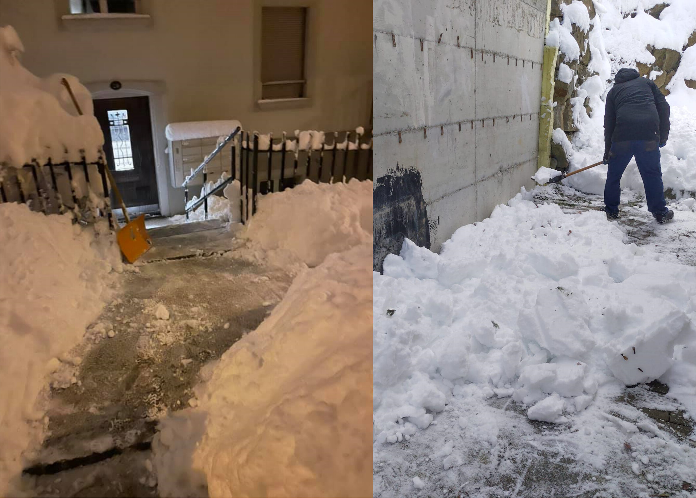 Umzug St. Gallen Winterdienst der Hauswartung: Schneeräumung vor einem Hauseingang